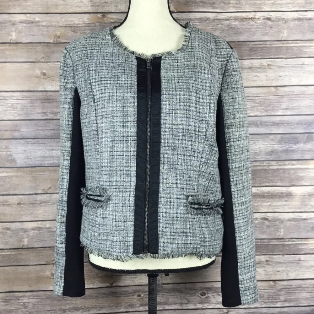 Elle Tweed Black and White Blazer Jacket Size L